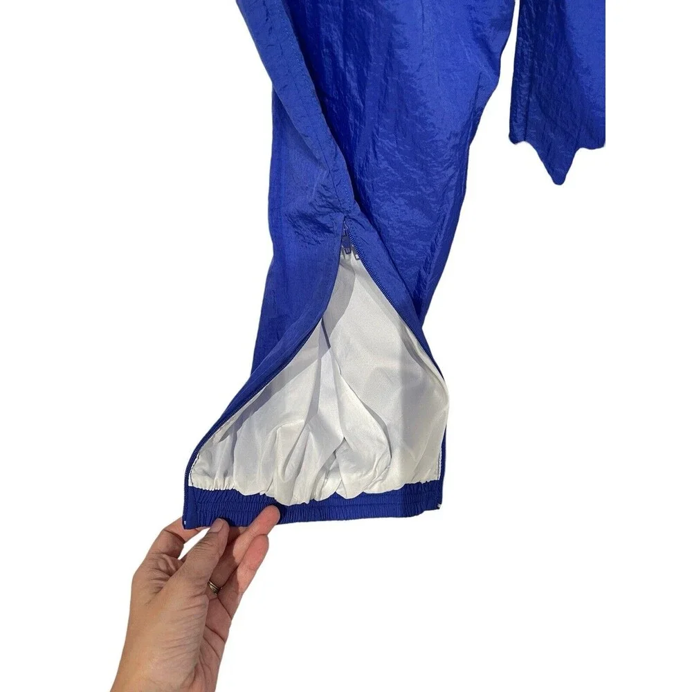 VTG 1997 Nike Tonal Swoosh Track Pants Nylon Windbreaker‎ Joggers Baggy Blue 90s